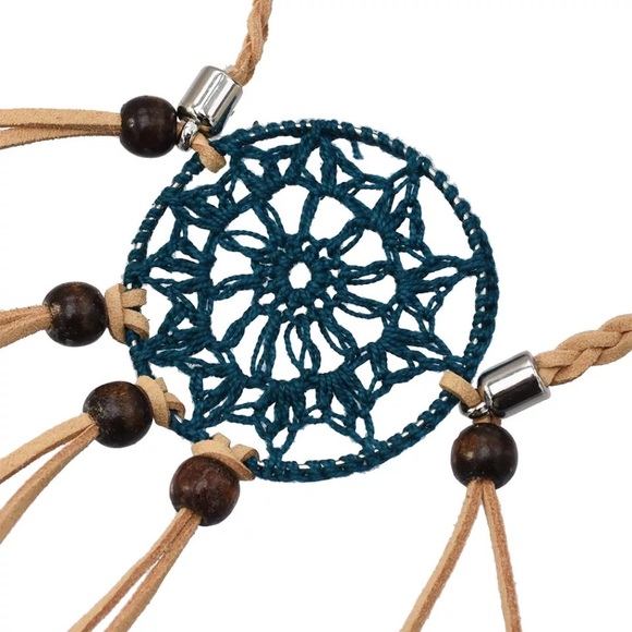 Boho Peacock & Blue Feather Dreamcatcher Headdress - Picture 4 of 11